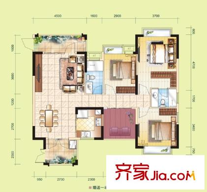 富盈四季華庭10棟標準層02房C2戶型 3室2廳2衛(wèi)1廚