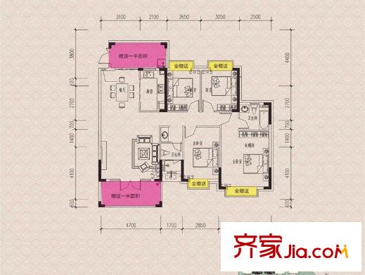 富盈加州陽光1棟02洋房 4室2廳2衛(wèi)1廚