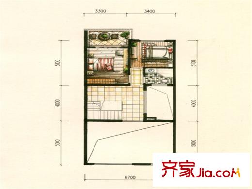 富盈加州陽光美爵別墅戶型二層 4室3廳3衛(wèi)1廚
