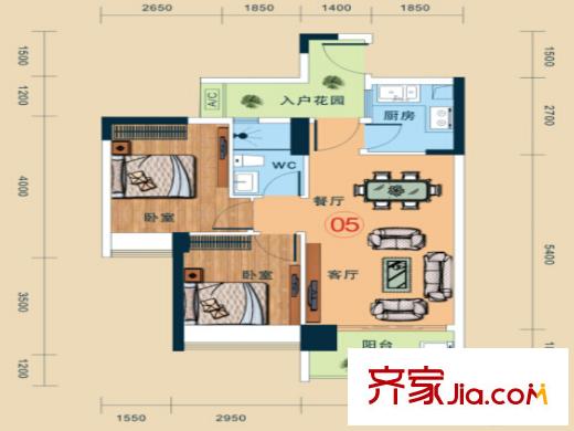 尚品居71平方米05戶型兩室兩廳一衛(wèi) 2室2廳1衛(wèi)1廚