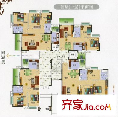 金田花園花域12棟101-104戶型圖（已售完） 2室2廳1衛(wèi)1廚