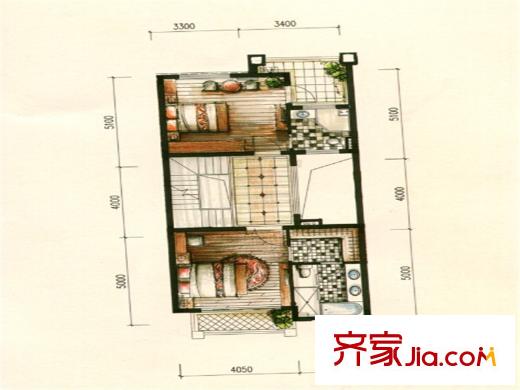 富盈加州陽光美爵別墅戶型三層 4室3廳4衛(wèi)1廚