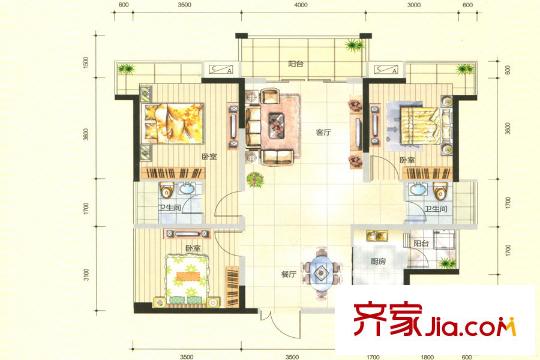 東江華府C3戶型(2015-7-29) 3室2廳2衛(wèi)1廚