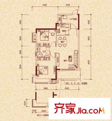 東方銀座中心城御廷百合苑、海棠苑標準層園景王座 2室2廳1衛(wèi)1廚
