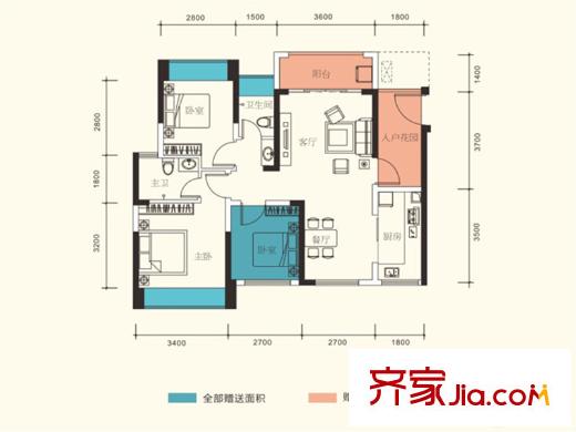 鴻華?I尚城C5戶型 3室2廳2衛(wèi)1廚