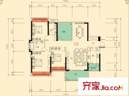佳兆業(yè)御墅2、5棟-02戶型 3室2廳2衛(wèi)1廚
