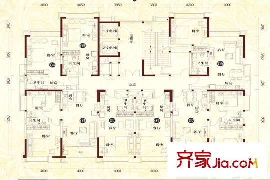 恒大帝景9棟03、07戶型 2室2廳1衛(wèi)1廚