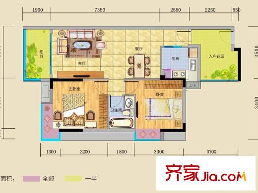 碧河四期水云天公館1棟01/02戶型 2室1廳1衛(wèi)1廚