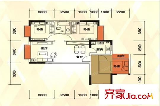 時(shí)代華庭06戶型圖 3室2廳1衛(wèi)