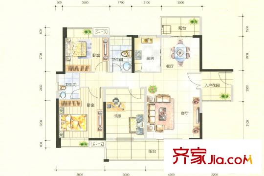 東江華府C1戶型(2015-7-29) 3室2廳2衛(wèi)1廚