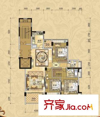 錦繡山河三期4棟標(biāo)準(zhǔn)層L2戶型 3室2廳2衛(wèi)1廚