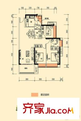信鴻瀾岸1、2棟03、04戶型 3室2廳2衛(wèi)1廚