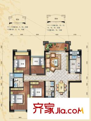 綠茵溫莎堡香堤111-113棟01戶型 4室2廳2衛(wèi)1廚