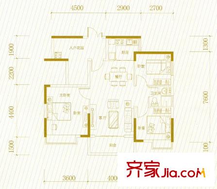 富盈WO城5-7棟2單元03、7棟1單元03標準層水瓶座戶型 3室2廳1衛(wèi)1廚