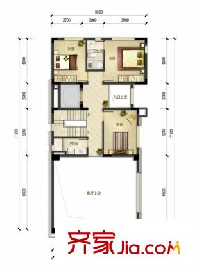 萬科翡麗山36棟獨棟別墅二層平面圖 6室3廳5衛(wèi)1廚