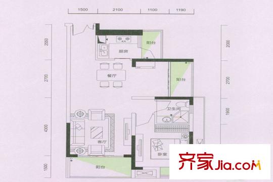 利豐時(shí)代1棟02、03戶型 2室2廳1衛(wèi)1廚