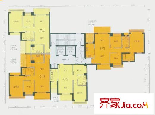 濱江豪園8棟標(biāo)準(zhǔn)樓層平面圖 2室2廳1衛(wèi)1廚
