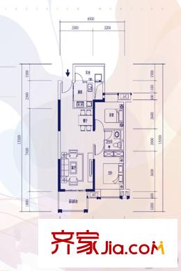 萬(wàn)達(dá)御湖公館D3戶型 2室2廳1衛(wèi)1廚