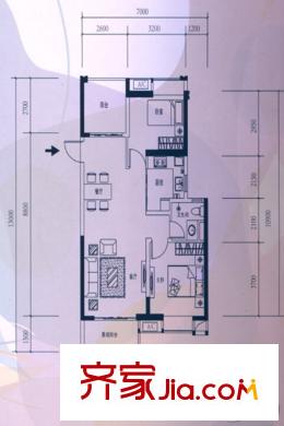 萬(wàn)達(dá)御湖公館C1戶型 3室2廳1衛(wèi)1廚