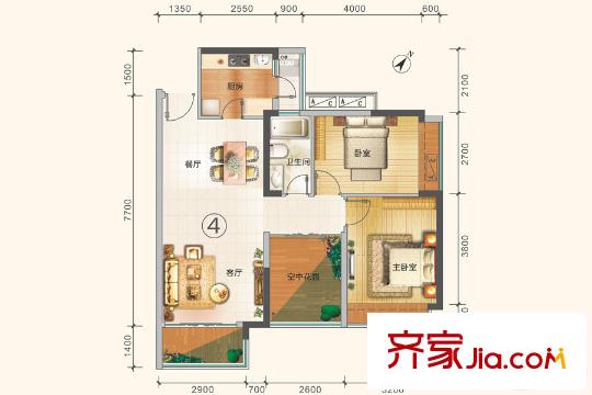 莊士8號(hào)29/30/31棟04戶型 2室2廳1衛(wèi)1廚