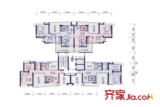 新世紀(jì)君匯半島214/218單數(shù)層2單元 3室2廳2衛(wèi)1廚