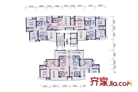新世紀(jì)君匯半島215/217雙數(shù)層2單元 3室2廳2衛(wèi)1廚