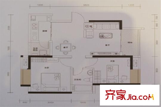 東江花園倚山居攬山戶型圖 2室2廳1衛(wèi)1廚
