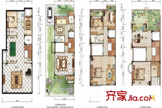 利豐中央公園220平方米別墅戶型 5室4廳3衛(wèi)1廚