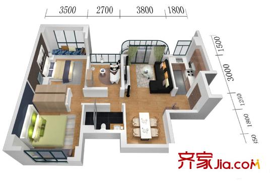 碧桂園豪庭j609-02戶型3房2廳1衛(wèi) 3室2廳1衛(wèi)1廚