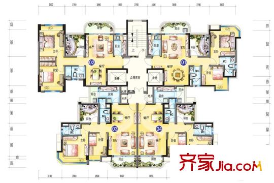 碧桂園豪庭J609戶型2房2廳1衛(wèi) 2室2廳1衛(wèi)1廚