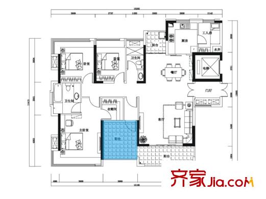 豐泰觀(guān)山碧水?凌峰1棟1、2單元1-2戶(hù)型 4室2廳2衛(wèi)1廚