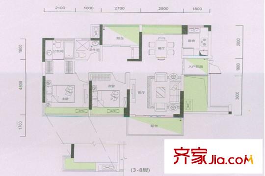 利豐時(shí)代1棟04戶型 4室2廳2衛(wèi)1廚