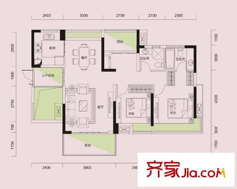 利豐時(shí)代5棟01戶型 4室2廳2衛(wèi)1廚