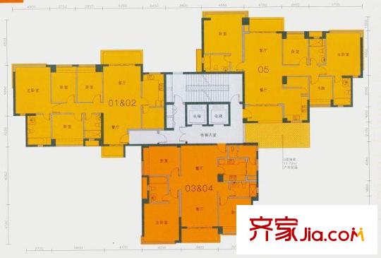 濱江豪園7棟標(biāo)準(zhǔn)樓層平面圖 3室2廳2衛(wèi)1廚