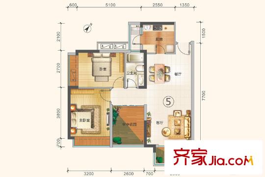 莊士8號(hào)29/30/31棟05戶型 2室2廳1衛(wèi)1廚