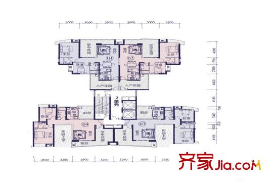新世紀(jì)君匯半島214/218雙數(shù)層2單元 3室2廳2衛(wèi)1廚