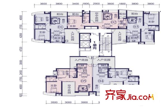 新世紀(jì)君匯半島215/217單數(shù)層1單元 2室2廳1衛(wèi)1廚