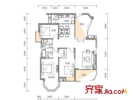 新世紀(jì)君匯半島211/212/213戶(hù)型 3室2廳2衛(wèi)1廚