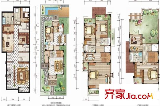 利豐中央公園280平方米別墅戶型 6室5廳3衛(wèi)1廚