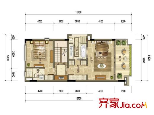 南部灣萬科城和院別墅三層 4室2廳4衛(wèi)1廚