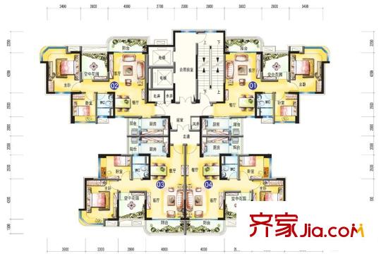 碧桂園豪庭J330戶型圖2房2廳1衛(wèi) 2室2廳1衛(wèi)1廚