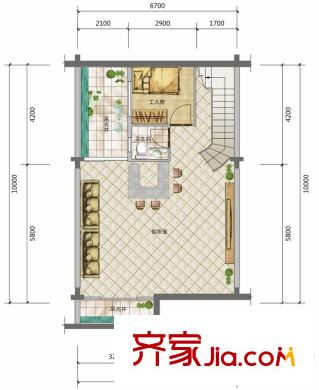 富盈御荷17棟2、3單元?jiǎng)e墅H-2型負(fù)一層平面圖 5室2廳5衛(wèi)1廚