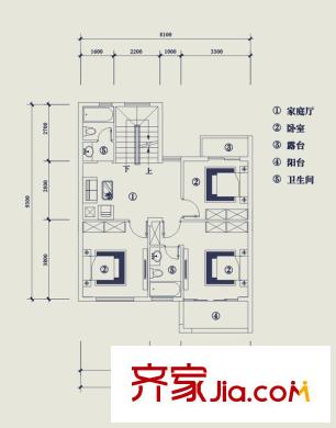 翡翠山T6戶型2層 4室3廳5衛(wèi)1廚