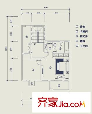 翡翠山T6戶型3層 4室3廳5衛(wèi)1廚
