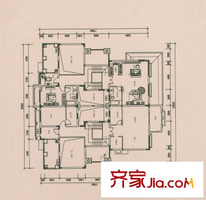 萬科城六期琥珀郡戶型圖二層平面圖 4室1廳2衛(wèi)