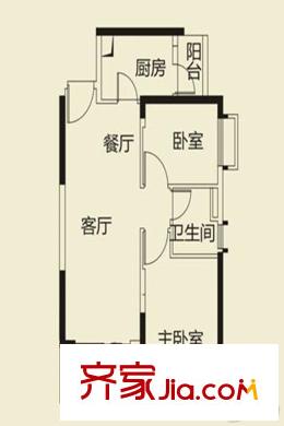 恒大綠洲3棟72平方米戶型圖 2室2廳1衛(wèi)1廚