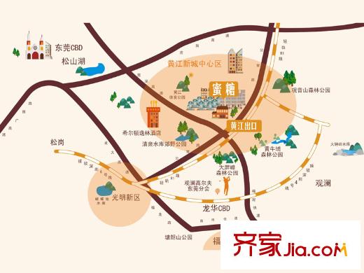蜜糖別墅交通圖東莞 蜜糖 