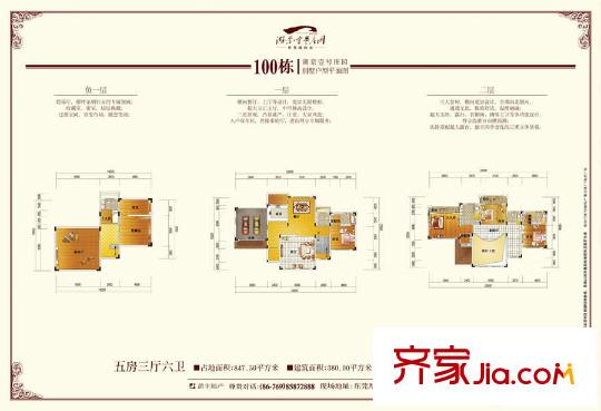 湖景壹號莊園別墅戶型圖100棟 5室3廳6衛(wèi)