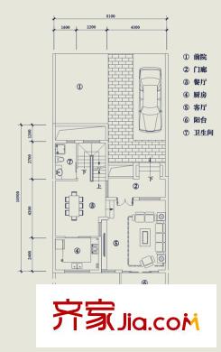 翡翠山T6戶型1層 4室3廳5衛(wèi)1廚