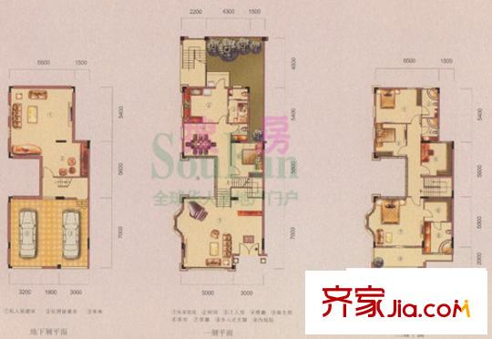 中惠山水名城別墅戶型圖01 03 06棟 4室2廳4衛(wèi)1廚